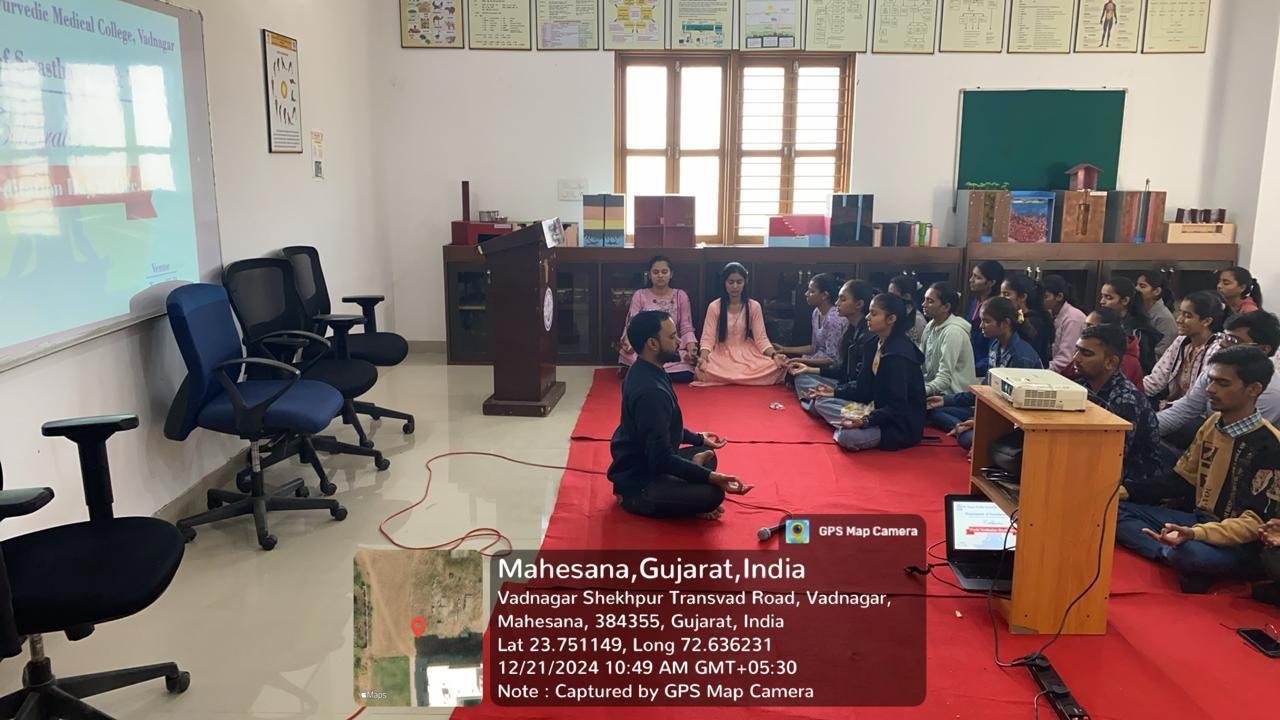 CELEBRATION OF 1st World Meditation Day on 21/12/2024 Department of Swasthavritta & Yoga