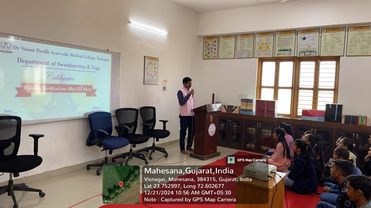 CELEBRATION OF 1st World Meditation Day on 21/12/2024 Department of Swasthavritta & Yoga